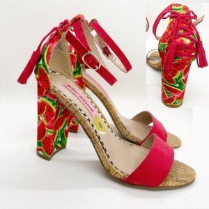 EUC Betsey Johnson Rallo Watermelon Print Sandals